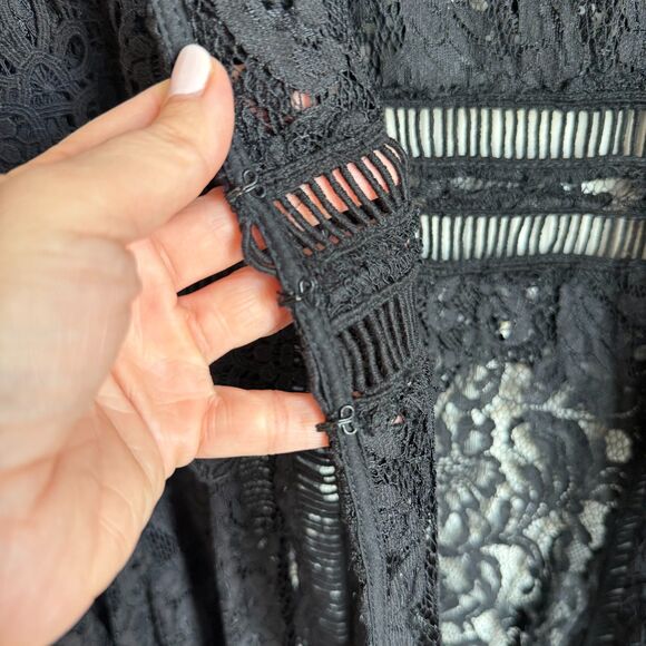 Boston Proper Black Lace Bell Sleeve Duster Cardigan Whimsy Goth Faerie Witchy - Picture 7 of 16